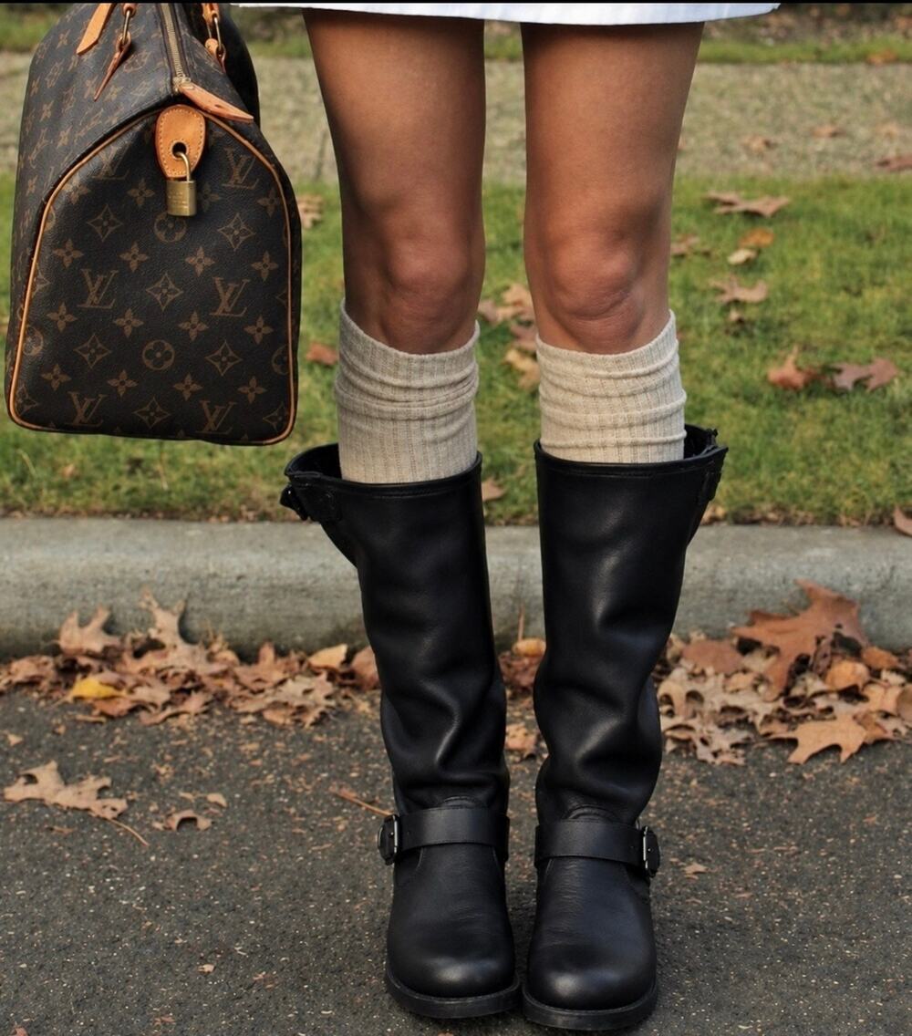 Frye Vintage Black Leather Knee High Veronica Slouch Boot 9